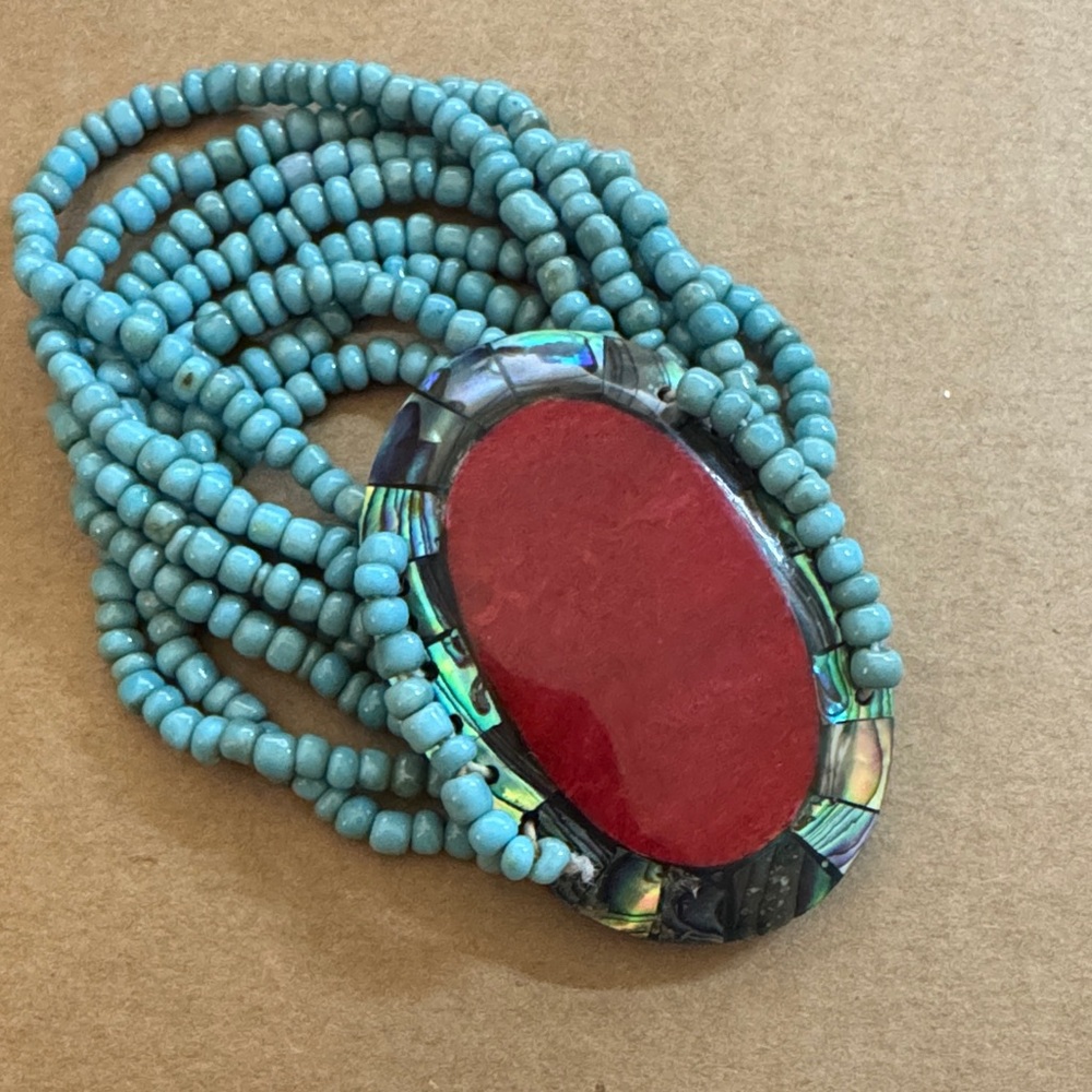 Red Coral & Abalone Shell bracelet